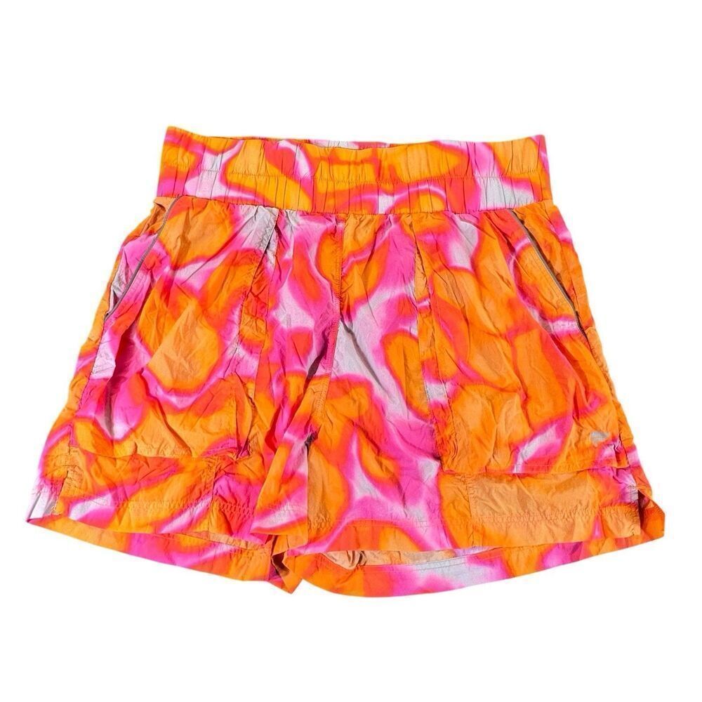 Fabletics Ultra High Waisted Piped Nylon Shorts Size XL Pink Orange New